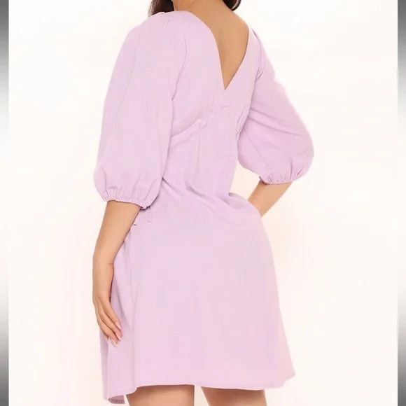 003 LAVENDER V-NECK MINI DRESS - SMALL - Picture 2 of 3